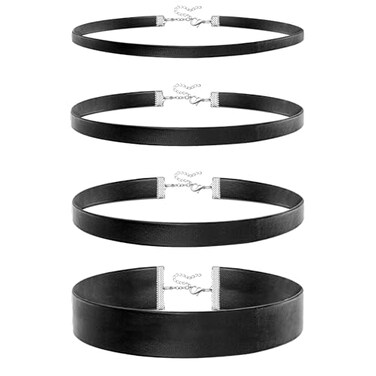 Palotay Black Leather Chokers for Women Adjustable Gothic Choker Collars Necklace 01in03in05in Width 3Pcs Black Leather