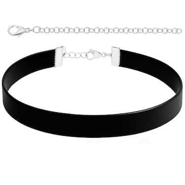 STACKABLE CREATIONS Leather Choker for Women 06 Classic Ribbon Style Adjustable 1218 Stainless Steel Clasp Minimalist Goth90s Layering Collar Black
