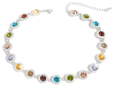 Suyi Crystal Colorful Choker Necklace Sparkly Rhinestone Necklace for Women Colorful Silver