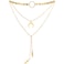 Suyi Stylish Layered Sequins Choker Necklace with Thin Long Chain Pendant for Women Lady Moon Leaf Gold