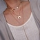 Suyi Stylish Layered Sequins Choker Necklace with Thin Long Chain Pendant for Women Lady Moon Leaf Gold