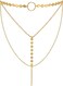 Suyi Stylish Layered Sequins Choker Necklace with Thin Long Chian Pendant for Women Lady Crystal Gold 2