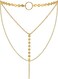 Suyi Stylish Layered Sequins Choker Necklace with Thin Long Chian Pendant for Women Lady Crystal Gold 2