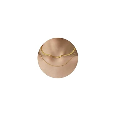 Tasiso Herringbone Choker Necklace Set Double Layer Snake Chain Layered Gold Herringbone Chain Necklace Flat Snake Choker Necklaces for Women 3MM 38CM15MM 42CM