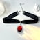 TKHLT Blood Bat Cameo Choker Necklace Gothic Red Cabochon Pendent Necklace Vampire Accessories for Women