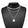 Woent Woen Layered Silver Necklace Set Choker Collar with Beaded Chain and Coin Pendant for Women