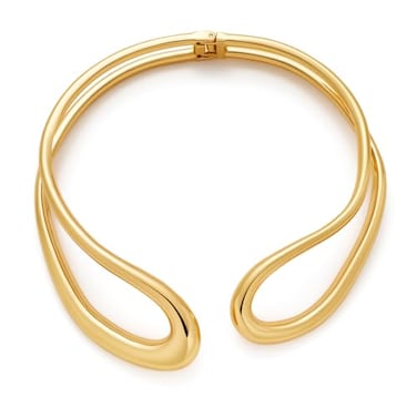 WOWORAMA Chunky Choker Collar Necklace for Women Heavy Double Layer Teardrop Collar Necklaces Spring Metal Open Cuff Choker Necklace Wide Thick Bold Statement Necklaces