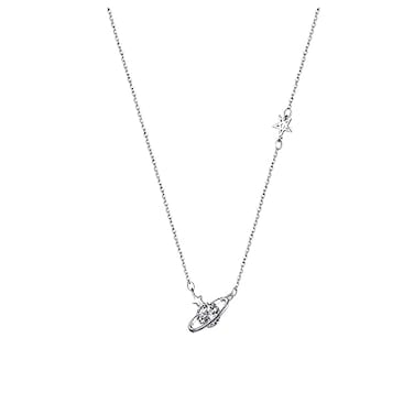 Yocoyee Delicate Saturn Planet Star Neckalce with Zircon Crystal Collar Choker Necklace for WomenSaturn Planet