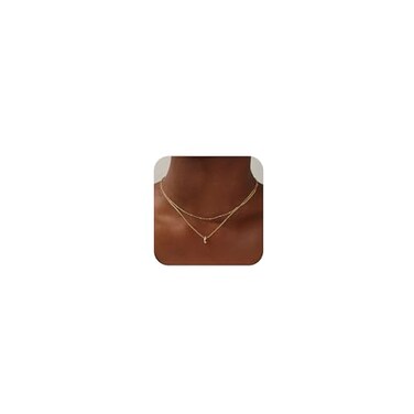 Yoosteel Gold Plated Layered Initial Necklace for Women 14K T Pendant Adjustable Chain Classic Design