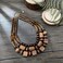 Coiris 3 Layer Chunky Wood Beaded Necklace Exaggerated Statement Bead Collar Necklace Bib Necklaces N0100CylinderBallCube