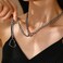ONBRIG Heart Slip Chain Necklace Cuban Long Chain Affection Link Necklace Submissive Collar Chokers for Women Black