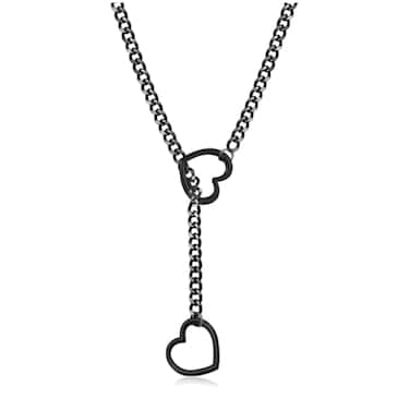 ONBRIG Heart Slip Chain Necklace Cuban Long Chain Affection Link Necklace Submissive Collar Chokers for Women Black