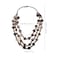 SEWACC Bohemian Shell Necklace Wood Bead Statement Collar Necklace Chunky Layered Handmade Beaded Long for Women Brown