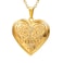 U7 Heart Locket Necklace with Blooming Flower Grain 14K Real Gold Plated Cable Link Chain Photo Locket Pendant for Women