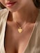 U7 Heart Locket Necklace with Blooming Flower Grain 14K Real Gold Plated Cable Link Chain Photo Locket Pendant for Women