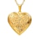 U7 Heart Locket Necklace with Blooming Flower Grain 14K Real Gold Plated Cable Link Chain Photo Locket Pendant for Women