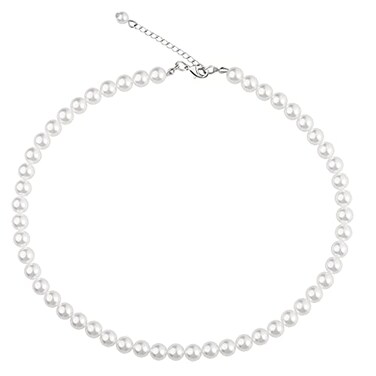 WELLKAGE Imitation Pearl Necklace Wedding Pearl Necklace for Women6mm