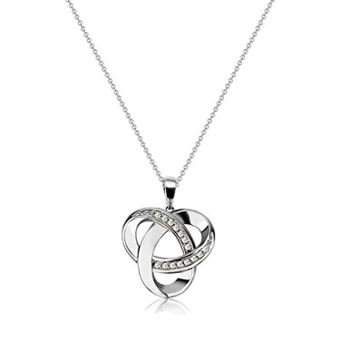 Alsanix Sterling Silver Diamond Accent Love Knot Pendant Necklace Forever Love Knot Infinity Necklace for Women