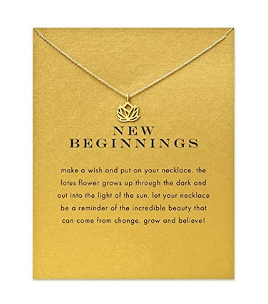 Baydurcan Louts Flower Necklace Louts Flower Pendant Chain Necklace with Message Card Gift Card