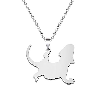 BEKECH Bearded Dragons Necklace Lizard Gift Gecko Lizard Charm Pendant Necklace Animal Lizard Jewelry Pet Lizard Reptile Gift