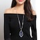 GexoOmgo Solid Long Chain Necklace for Women Created Crystal Sweater Triple Stack Pendant NecklaceBlue Fashion Jewelry