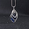 GexoOmgo Solid Long Chain Necklace for Women Created Crystal Sweater Triple Stack Pendant NecklaceBlue Fashion Jewelry
