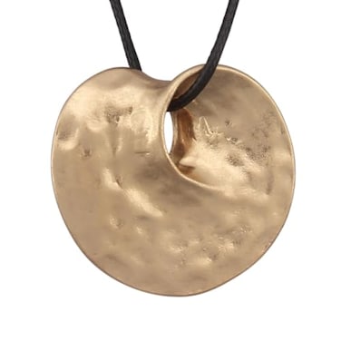 JAOYU Hippie Necklace for Women Boho Pendant Vintage Leather Long Necklace Chunky Adjustable Gold Circle Statement Jewelry