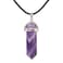 Justinstones Natural African Amethyst Gemstone Hexagonal Pointed Reiki Chakra Pendant Genuine Leather Necklace 18 Inch