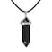 Justinstones Natural Black Agate Gemstone Hexagonal Pointed Reiki Chakra Pendant Genuine Leather Necklace 18 Inch
