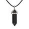 Justinstones Natural Black Agate Gemstone Hexagonal Pointed Reiki Chakra Pendant Genuine Leather Necklace 18 Inch