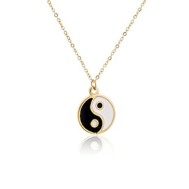 MANZHEN Yin Yang Necklace Black and White Balance Symbol Pendant Necklace Gold