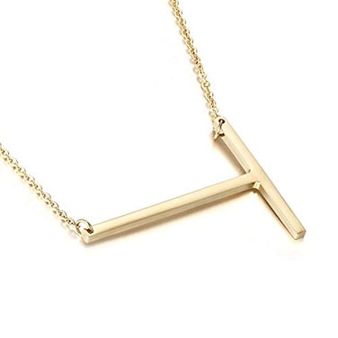 MOMOL Sideways Initial Necklace for Women Gold Plated Large Letter Necklace
