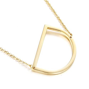 MOMOL Sideways Initial Necklace for Women Gold Plated Large Letter Necklace