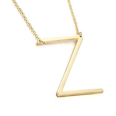MOMOL Sideways Initial Necklace for Women Gold Plated Large Letter Necklace