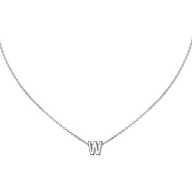 MOMOL Small Initial Necklace for Women Stainless Steel Tiny Letter W Necklace Personalized Name Necklace