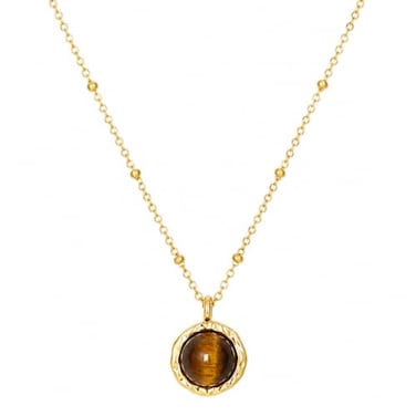 Monsefi Gold Tiger Eye Necklace for Women Small Pendant Everyday Jewelry