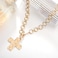 MQV Chunky Statement Hammered Bold Two Tone Cross Necklace Thick Chain Vintage Layered Chain Pendant Paperclip Snake Choker Stacks chunky cross style1