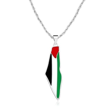 Oneress Palestine Map Necklace Arabic Pride Jewelry Durable Stainless Steel Chain Middle Eastern Heritage Pendant for Women Y5140White