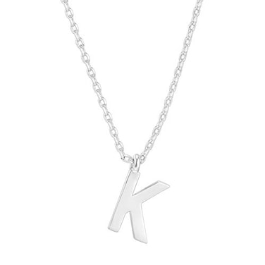 PAVOI 14K White Gold Plated Initial Necklace Letter Necklaces for Women K Initial