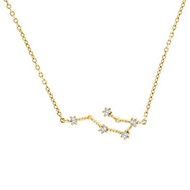 PAVOI 14K Yellow Gold Plated Astrology Constellation Horoscope Zodiac Necklace 1618 Aquarius