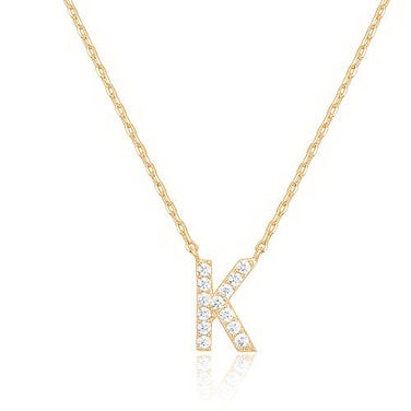 PAVOI 14K Yellow Gold Plated Cubic Zirconia Initial Necklace Letter Necklaces for Women K Initial