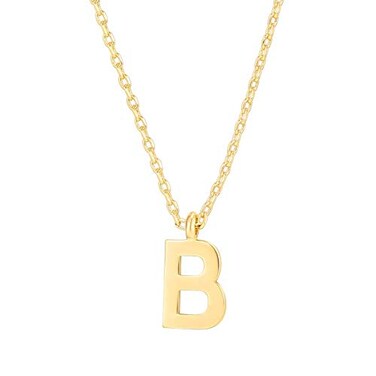 PAVOI 14K Yellow Gold Plated Initial Necklace Letter Necklaces for Women B Initial