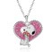 Peanuts Snoopy Necklace for Women Official License 162 Silver FlashPlated Heart Necklace with Pink Glitter and Crystal