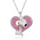 Peanuts Snoopy Necklace for Women Official License 162 Silver FlashPlated Heart Necklace with Pink Glitter and Crystal