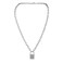 Qiuseadu 7th Moon Lock Pendant Necklace Statement Long Chain Punk Multilayer Choker Necklace for Women Silver