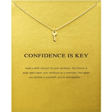QXFQJT Friendship Key Pendant Chain Necklace with Message Card Gift Card Key