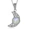 Silvershake Natural Moonstone 925 Sterling Silver Filigree Crescent Moon Pendant with 18 Inch Chain Necklace