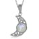 Silvershake Natural Moonstone 925 Sterling Silver Filigree Crescent Moon Pendant with 18 Inch Chain Necklace