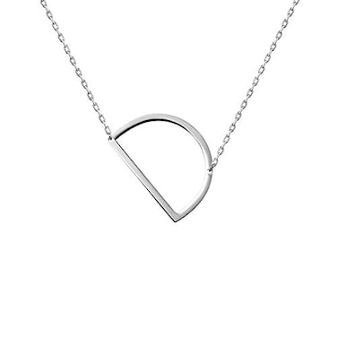WIGERLON Stainless Steel Initial Letters Necklace for Women Color 18K Silver Plated from AZ Letter D