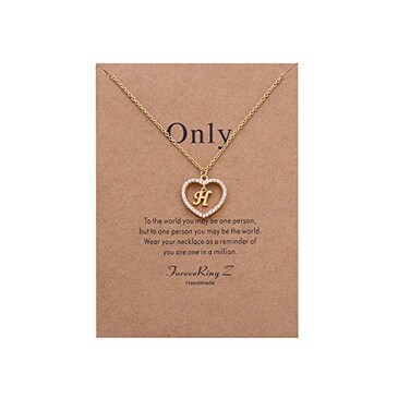 Wishoney Letter H Necklace For Women Jewelry AZ Initial Necklace Personalized Gift Message Card